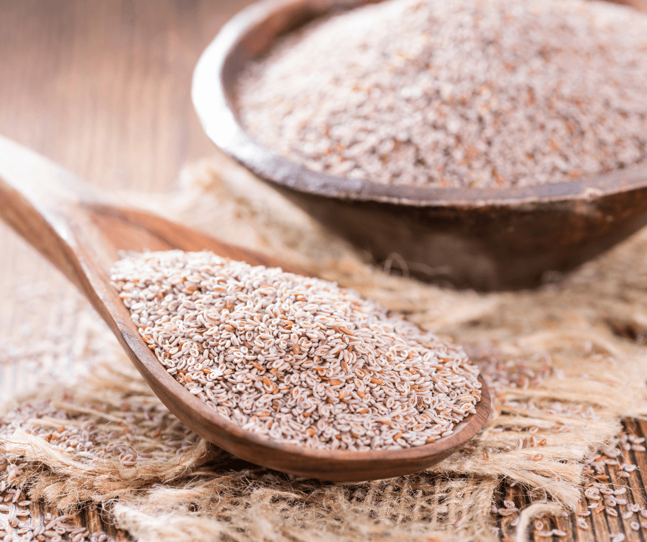 A large wooden spoon filled with healthy fibres